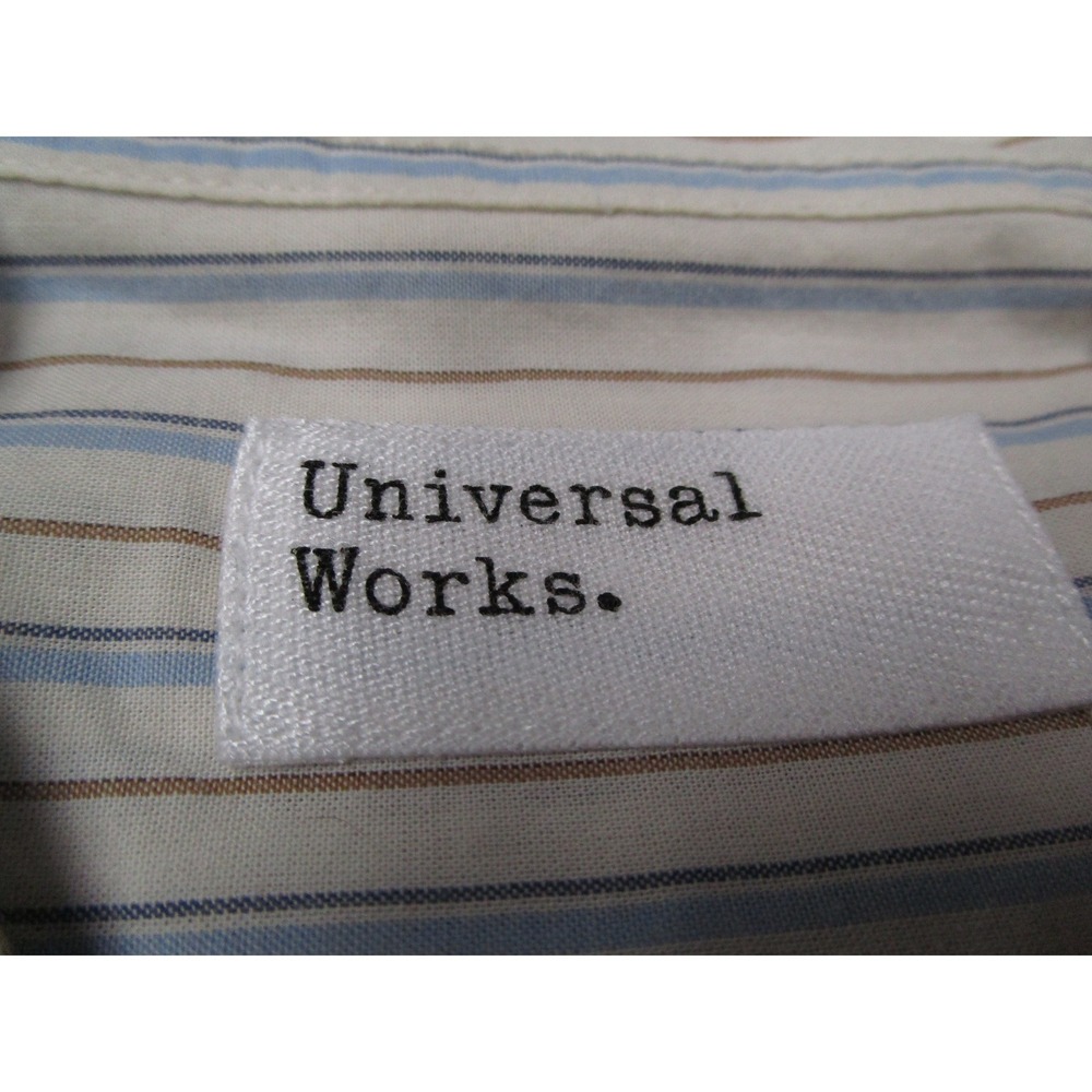 Universal Works Mens Striped Button Down Shirt Blue Brown Cotton Size M 33555 - Picture 3 of 12